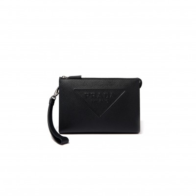 PRADA EMBOSSED LOGO POUCH IN SAFFIANO-LEATHER 2VF039 (25*17*5cm) 